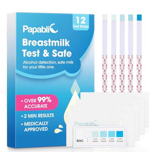 Papablic Alcohol Test Strips for Breastmilk Quick Results in 2 Minutes Breast Milk Alcohol Test Strips for Breastfeeding Moms at Home Holiday Party 12Pcs