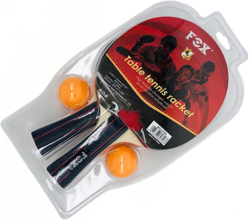 Fox Table Tennis Racket Set with 2 Paddles and 2 Orange Balls - Image 3