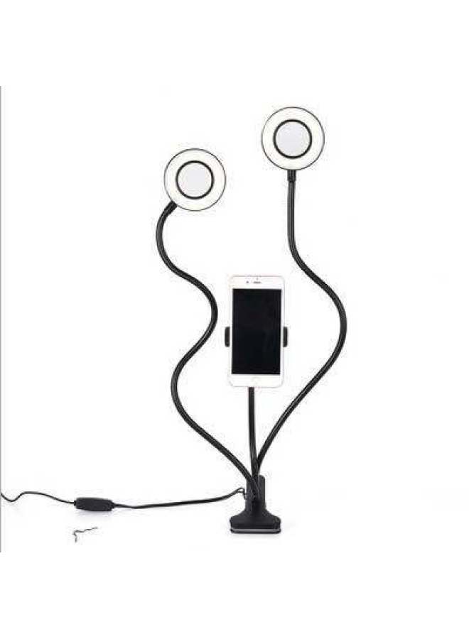 general Desktop Clip Double Lamp Two-in-One Clip Table Lamp LED Vientiane Hose Adjusting Reading Lamp Live Light-Specifications:Three-in-one Fill Light (double Lamp)  - Image 1