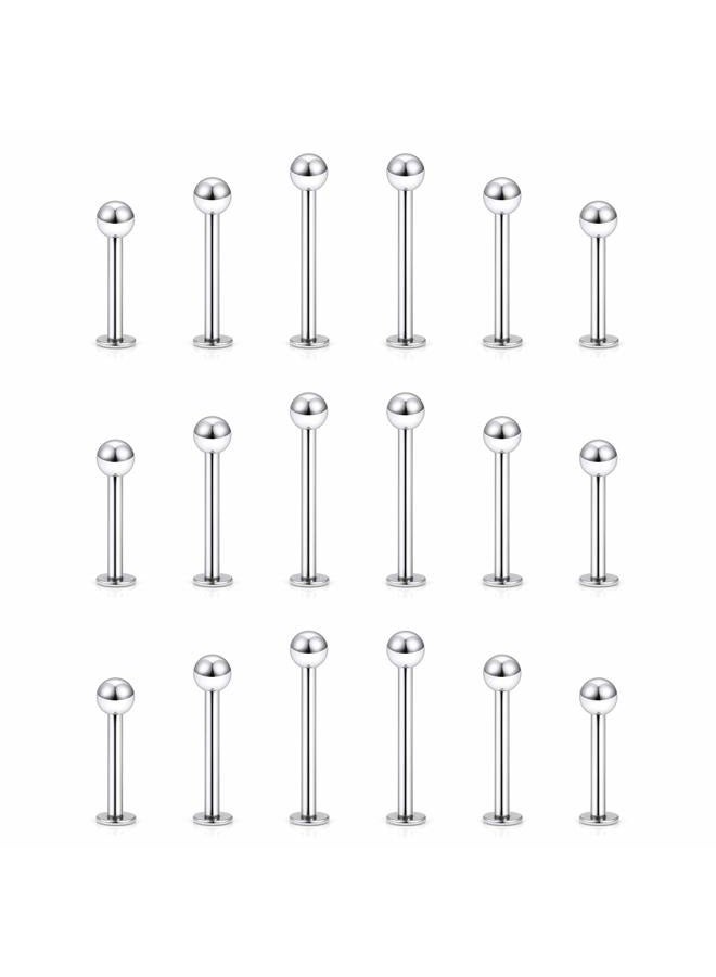 Yaalozei 20G 16G 14G 12G Lip Labret Medusa Monroe Rings Studs Surgical Steel Tragus Helix Cartilage Earring Stud Rings Piercing Jewelry Bar Length 8mm 10mm 12mm Mix Color 18PCS, 16G(1.2mm)-8/10/12mm - Image 1