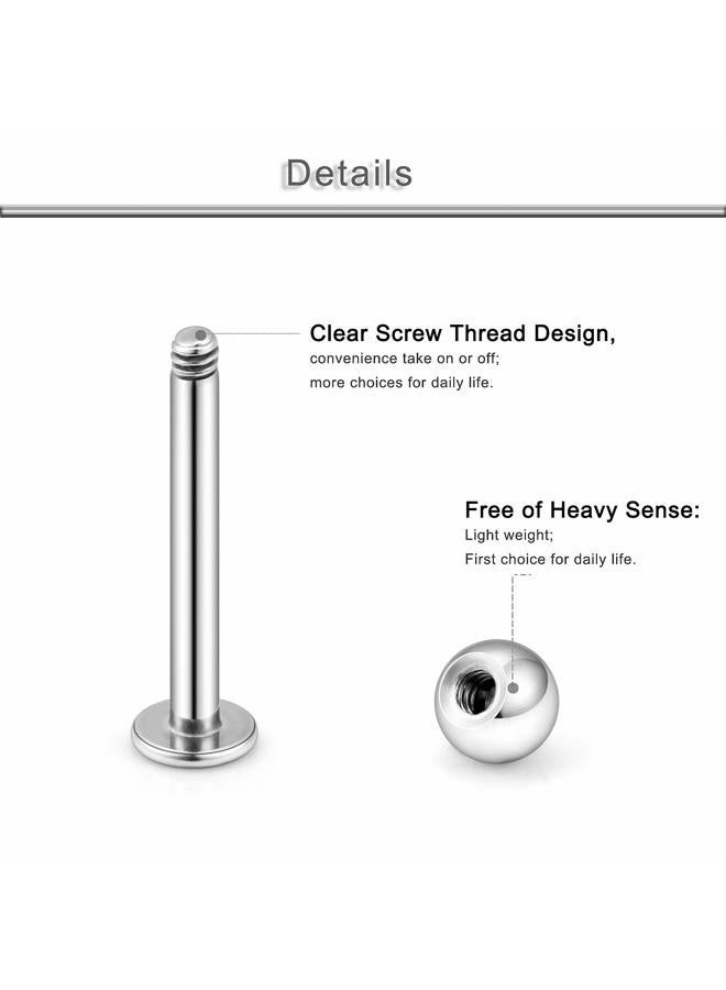 Yaalozei 20G 16G 14G 12G Lip Labret Medusa Monroe Rings Studs Surgical Steel Tragus Helix Cartilage Earring Stud Rings Piercing Jewelry Bar Length 8mm 10mm 12mm Mix Color 18PCS, 16G(1.2mm)-8/10/12mm - Image 2