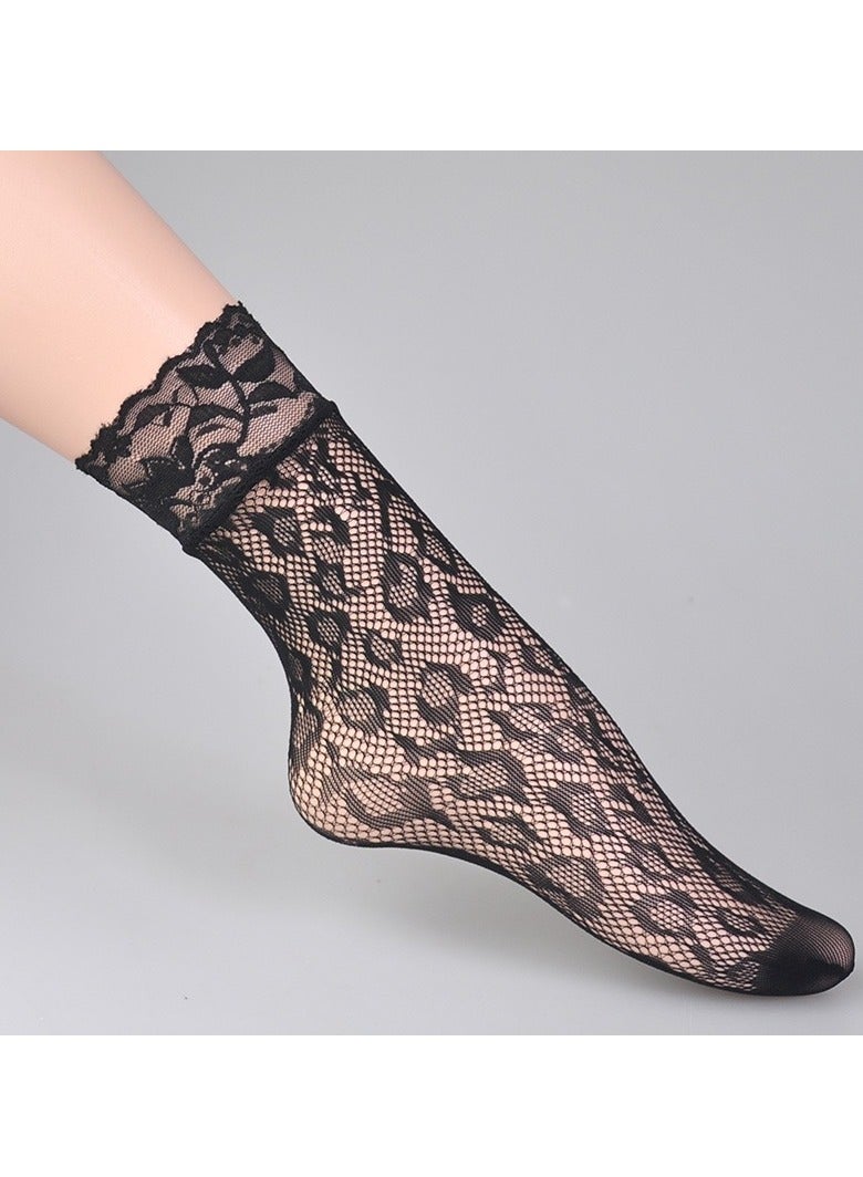 YANCI 6 pairs of Lace women's ankle socks - women's fishnet ankle socks - thin breathable lace socks - mid leg mesh socks - ins lace boat socks - Image 3