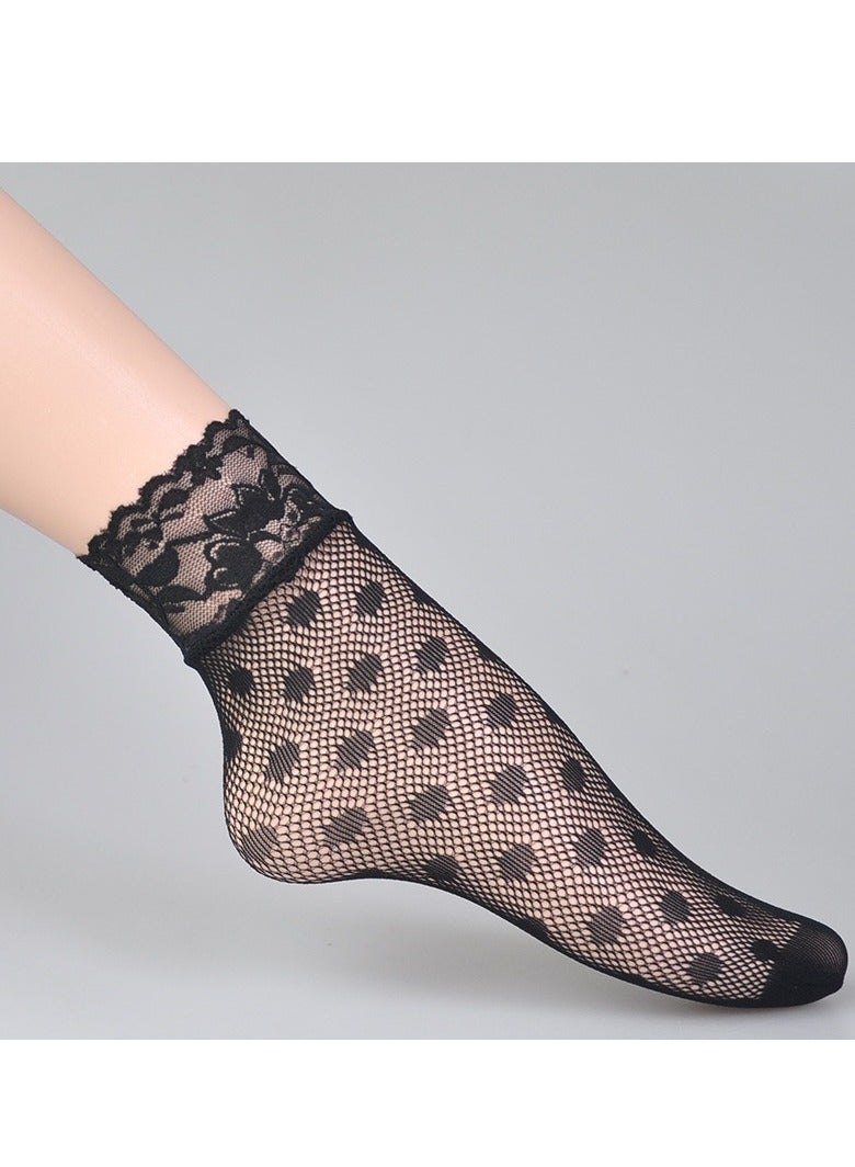 YANCI 6 pairs of Lace women's ankle socks - women's fishnet ankle socks - thin breathable lace socks - mid leg mesh socks - ins lace boat socks - Image 5