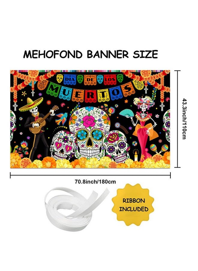 MEHOFOND - Day Of The Dead Banner For Mexican Fiesta Dia De Los Muertos Photography Background Sugar Skull Flowers Birthday Fiesta Banner Photo Booth Studio 5.9X3.6Ft - Image 1