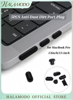 Generic 5PCS Anti Dust Plug Set for Apple MacBook Pro Dirt Port Plug Laptop Soft Silicone Anti Dirt Protective Cover Computer Accessories (13-inch/15-inch)  - Image 1