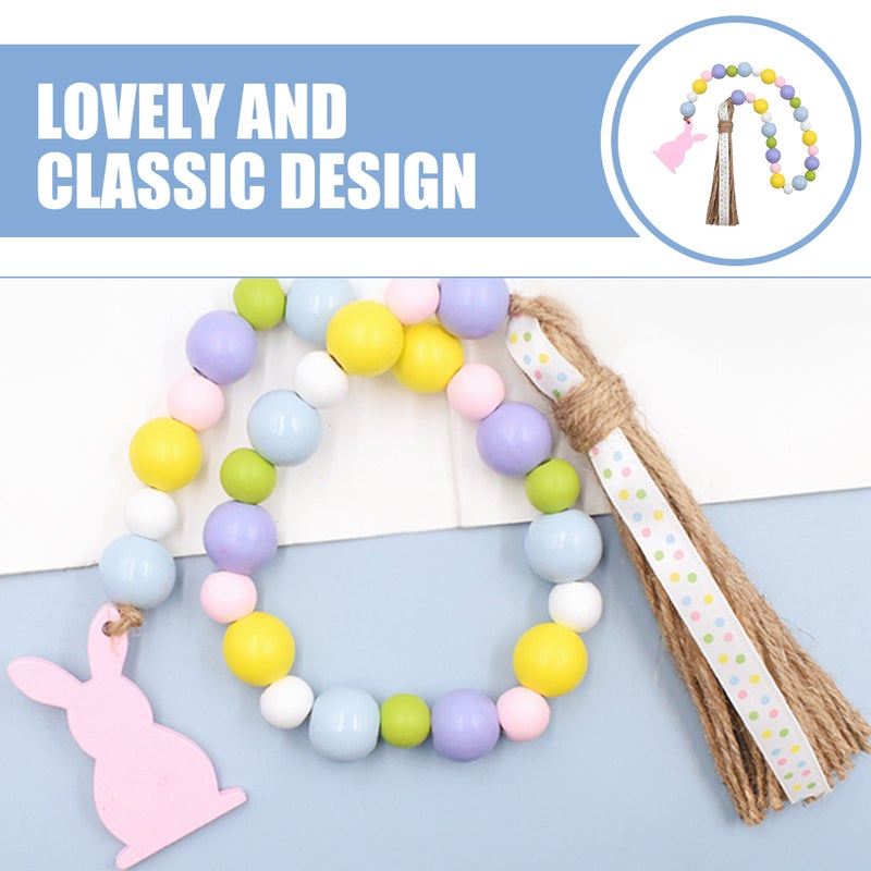 2pcs Wood Bead Garland with Tassel Rustic Farmhouse Beads Garland Wall Hanging Beads Garland - Image 2