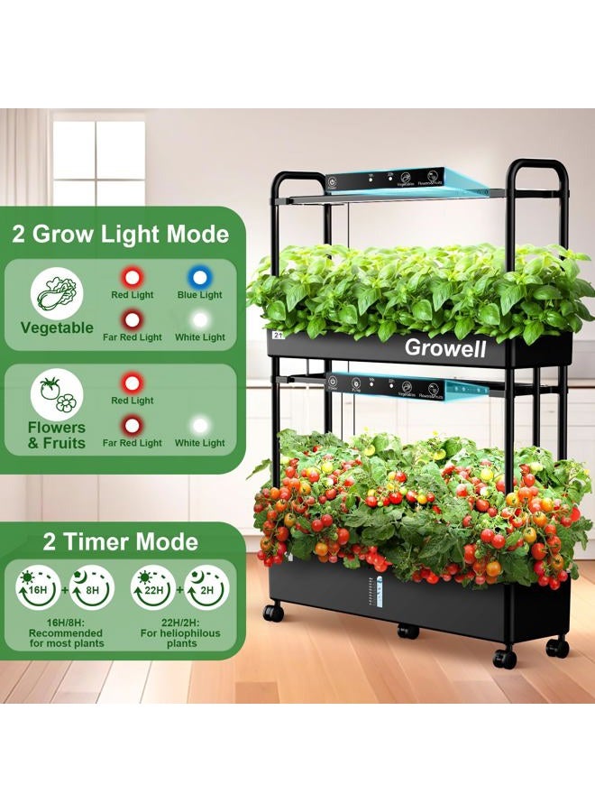 growell Large Hydroponics Growing System Kit, 60 Pods Vertical Hydroponic Garden with 2 Light Modes Grow Light, Auto Circulating Water System, 32L Indoor Gardening System for Herb Vegetable Fruit - Image 5
