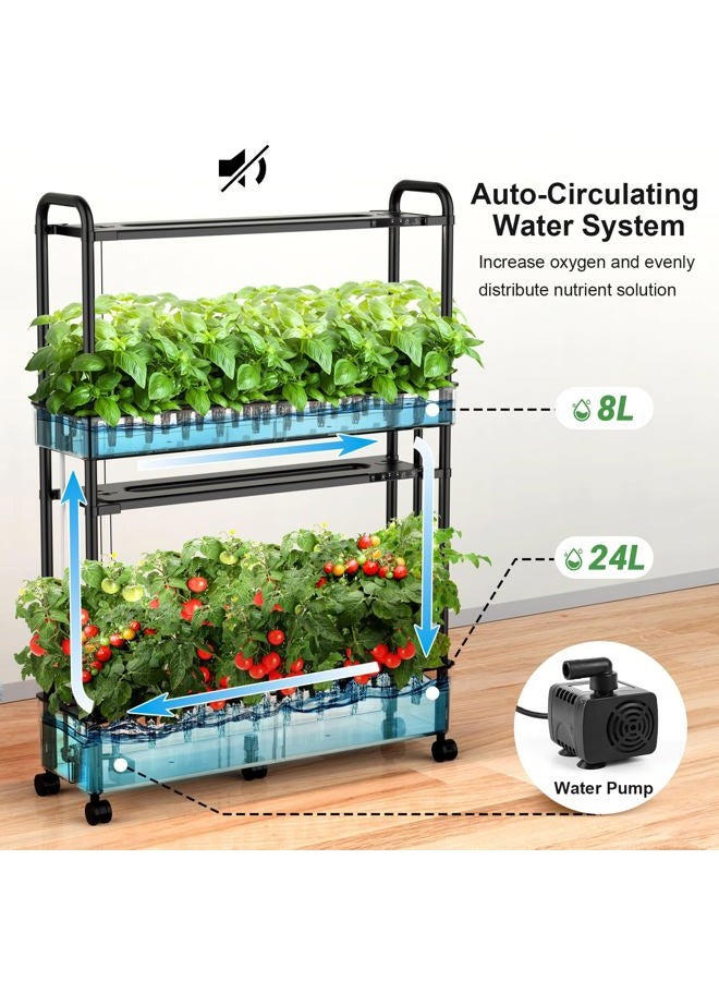 growell Large Hydroponics Growing System Kit, 60 Pods Vertical Hydroponic Garden with 2 Light Modes Grow Light, Auto Circulating Water System, 32L Indoor Gardening System for Herb Vegetable Fruit - Image 3