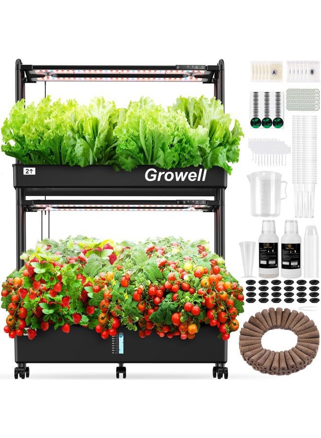 growell Large Hydroponics Growing System Kit, 60 Pods Vertical Hydroponic Garden with 2 Light Modes Grow Light, Auto Circulating Water System, 32L Indoor Gardening System for Herb Vegetable Fruit - Image 1