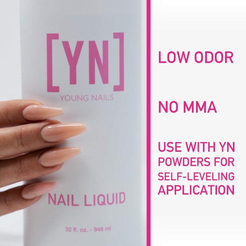 Young Nails Liquid Nail Monomer for Acrylic Nail Powder - Professional Liquid Monomer, Acrylic Nails At Home, Low Odor, MMA Free, Non-Yellowing, 32 oz - Image 2