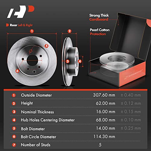 A-Premium Front and Rear Vented Disc Brake Rotors + Ceramic Pads Kit Compatible with Select Nissan Models - Maxima 2009-2014/2016-2017/2019, 12-PC Set - Image 2