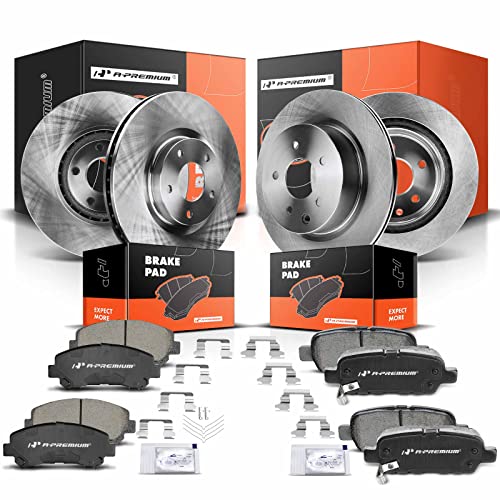 A-Premium Front and Rear Vented Disc Brake Rotors + Ceramic Pads Kit Compatible with Select Nissan Models - Maxima 2009-2014/2016-2017/2019, 12-PC Set - Image 1