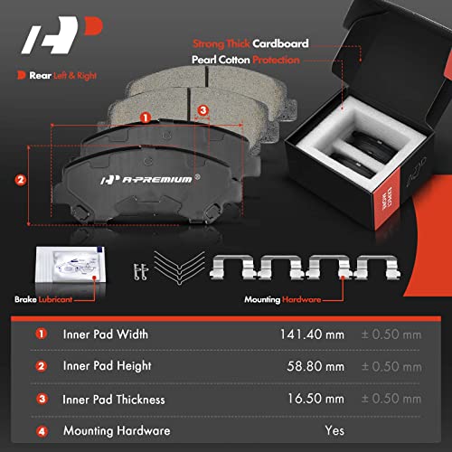 A-Premium Front and Rear Vented Disc Brake Rotors + Ceramic Pads Kit Compatible with Select Nissan Models - Maxima 2009-2014/2016-2017/2019, 12-PC Set - Image 3