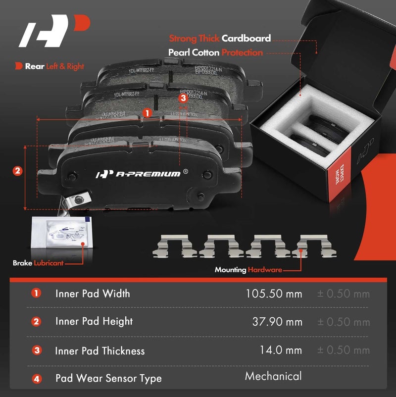 A-Premium Front and Rear Vented Disc Brake Rotors + Ceramic Pads Kit Compatible with Select Nissan Models - Maxima 2009-2014/2016-2017/2019, 12-PC Set - Image 4