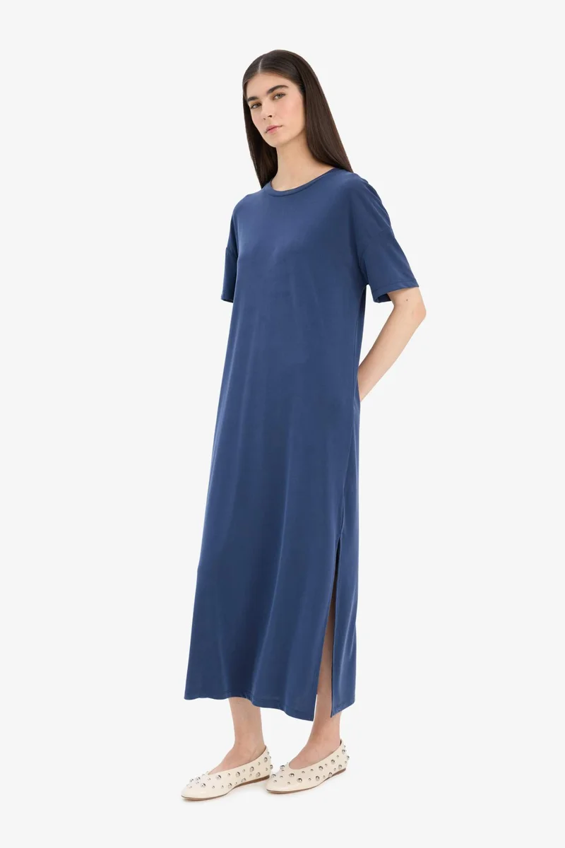 ديفاكتو Crew Neck Modal Short Sleeve Midi Dress