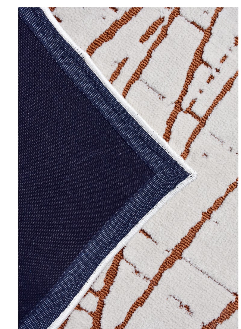 MESSONI-Ivory-Copper-150X230 cm anti skid Machine Made Thick Indian Rug - Image 1