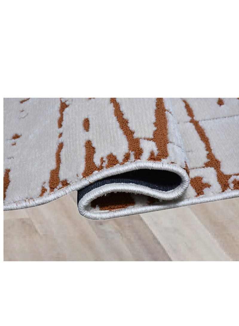 MESSONI-Ivory-Copper-150X230 cm anti skid Machine Made Thick Indian Rug - Image 4