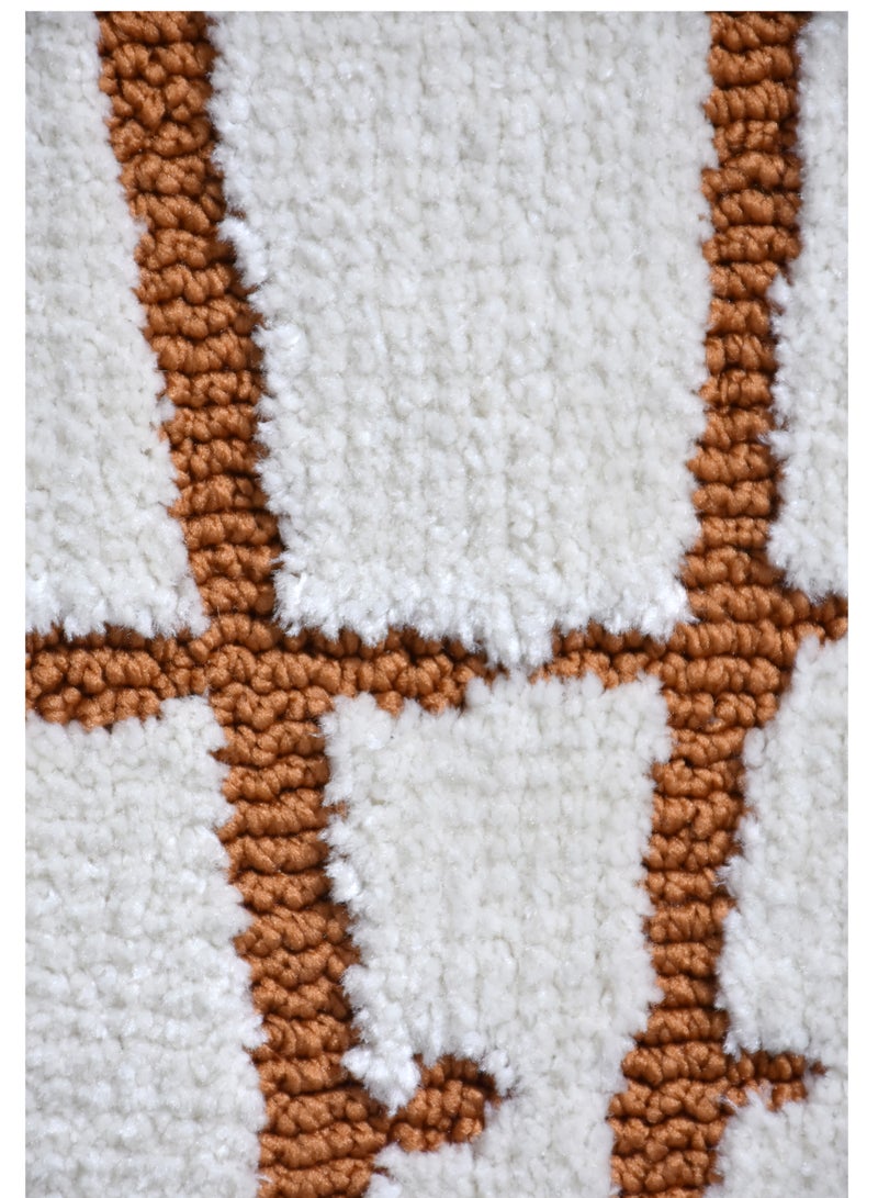 MESSONI-Ivory-Copper-150X230 cm anti skid Machine Made Thick Indian Rug - Image 3