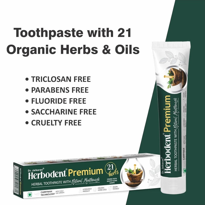 Herbodent Premium Toothpaste 353 oz Pack of 6 A Unique Blend of 21 Herbs Like Neem Clove Cinnamon Cardamom with Natural Mouthwash No Paraben No Fluoride No Saccharin No Triclosan - Image 2