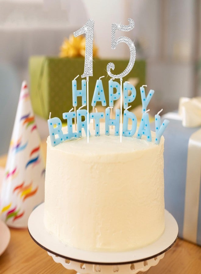 DOPENSPI 15 Cake Topper, Rhinestone 15th Birthday Cake Topper Happy 15 Crystal Rhinestones Cakes Toppers Crystal Rhinestones Birthdays Cakes Decoration for Quinceanera Birthday Anniversary(Silver) - Image 4