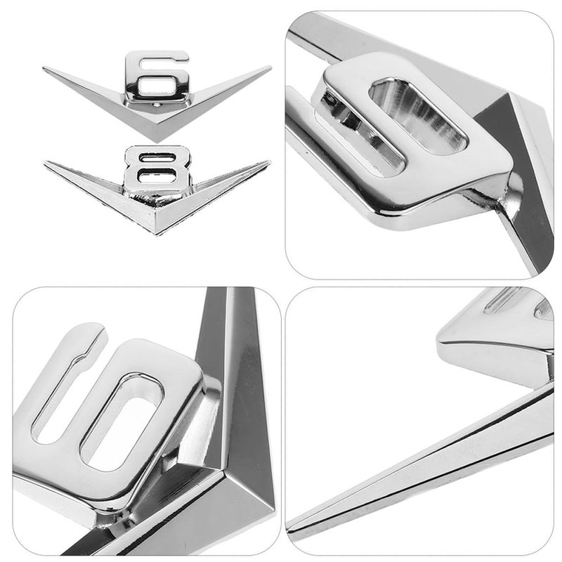 2Pcs Silver 3D Metal Engine Capacity Badge Emblem Set For Car Trunk Exterior Decoration - Image 4