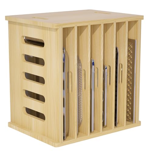 Exttlliy 7 Tier Wooden Tray Dividers for Cabinets, Baking Cookie Sheet Organizer, Vertical/Horizontal Cabinet Dividers for Pots, Cutting Board, Pans, Kitchen Organizers and Storage (7 Tier) - Image 1