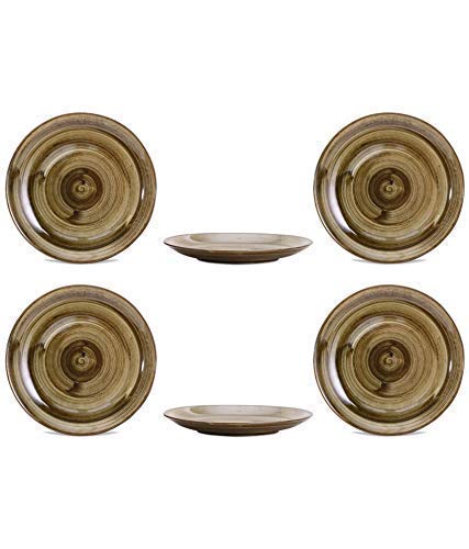 Caffeine Ceramic Handmade Stoneware Brown Wooden Quarter Plate 7”(Set of 6 Microwave & Dishwasher Safe) - Image 4