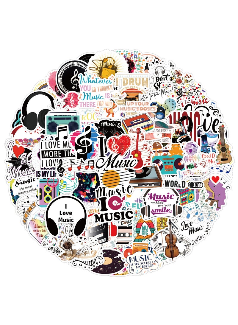 100Pcs Music Stickers Waterproof Vinyl Music Scrapbook Sticker Decal for Water Bottle Laptop Skateboard Guitar Scrapbooking Helmet Car Luggage - Image 1