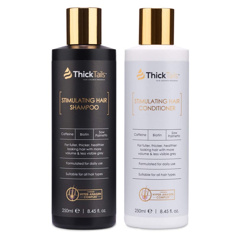 ThickTails Hair Growth Shampoo  Conditioner Set  Biotin Caffeine Saw Palmetto  Botanical Extracts  SulphateFree Vegan Formula for FullerLooking Hair  Supports Scalp Vitality  Strength