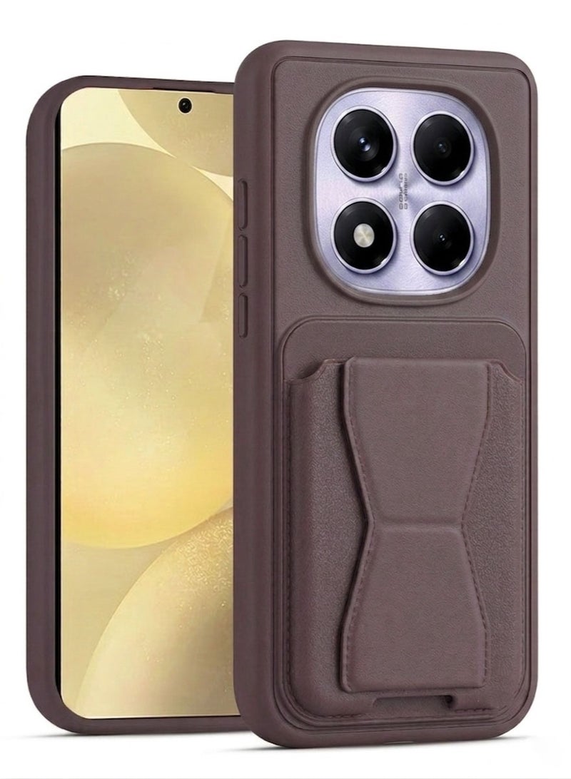 حافظة جلدية لهاتف Redmi Note 14 Pro، غطاء خلفي جلدي مع إطار من مادة TPU، حافظة حماية مقاومة للصدمات مزودة بحامل للبطاقات