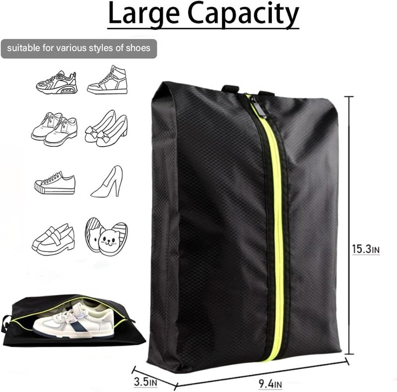 Excefore Shoe Bags for Travel, 3 Pack Portable Waterproof Shoe Bag, Reusable Universal Shoes Bags Storage With Handle Zipper Models Unisex, XL (Green Orange Black) - Image 3