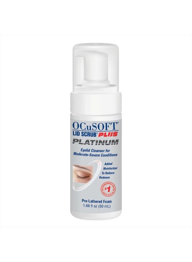 OCuSOFT Lid Scrub PLUS Platinum Extra Strength Foaming Eyelid Cleanser - Leave-On Eyelid & Eyelash Cleanser with Phytosphingosine to Remove Oil, Dirt & Makeup -1.68 fl oz - Image 1