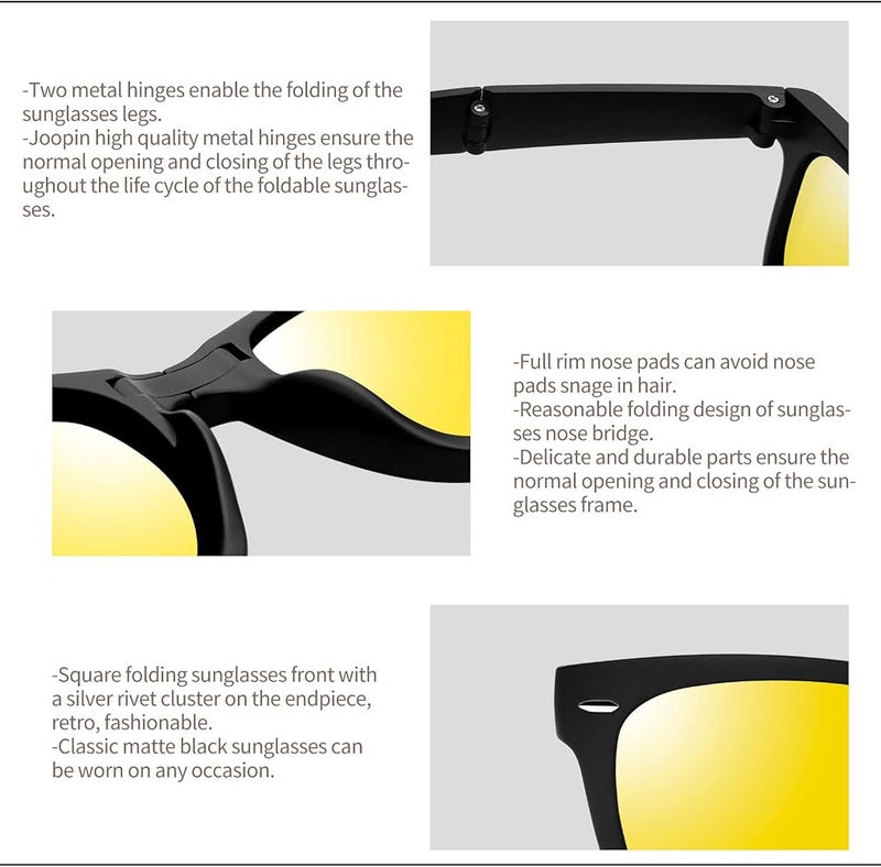Joopin Square Folding Polarized Sunglasses for Mens Women UV400 Protection - Image 4