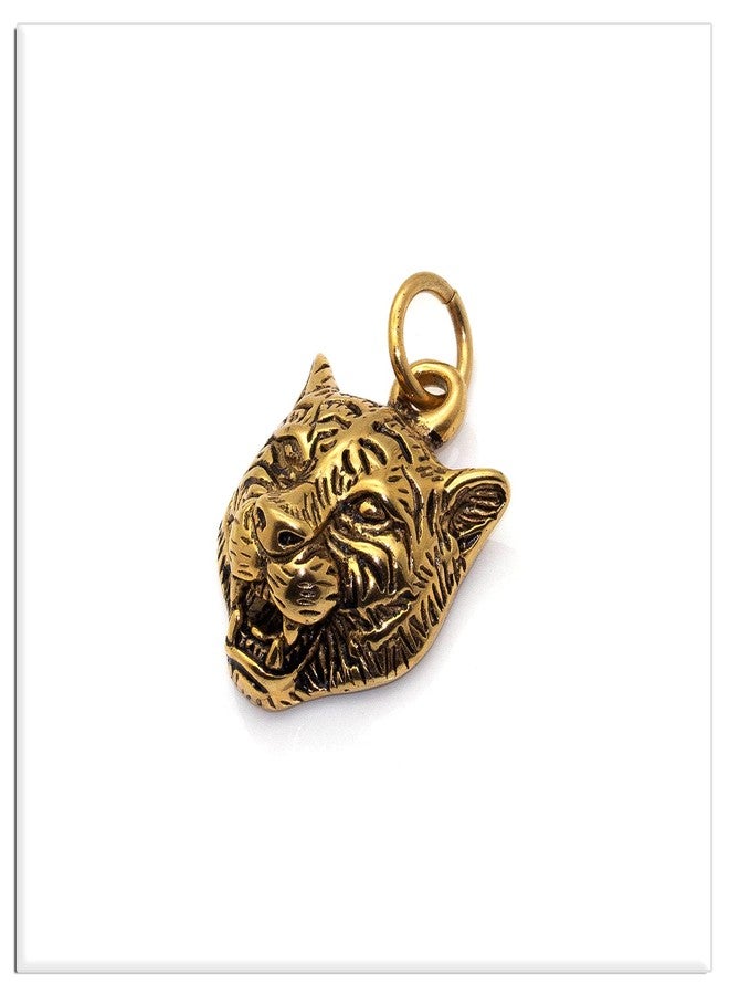 Xusamss Punk Rock Stainless Steel Animal Tiger Head Tag Pendant Charm Necklace(Gold) - Image 5
