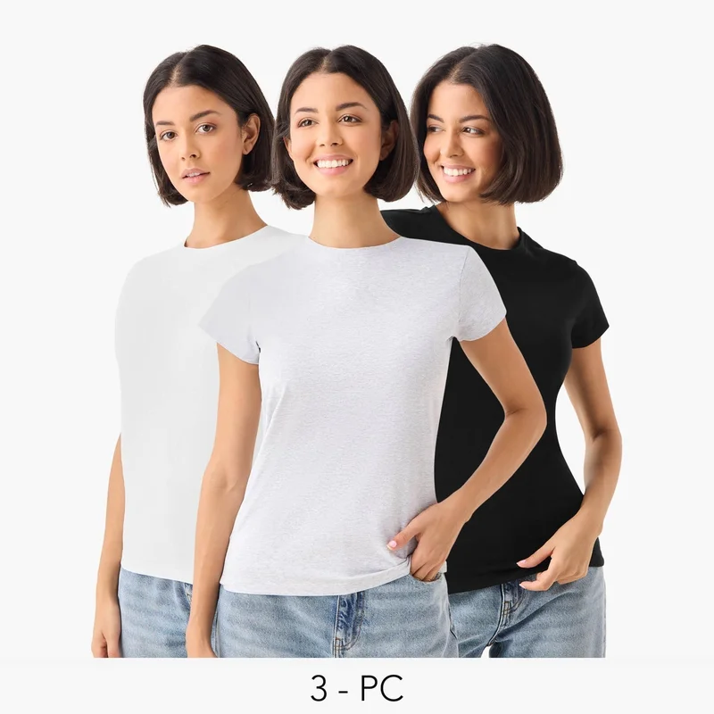 Splash FAV Set of 3 - Crew Neck T-shirt with Cap Sleeves