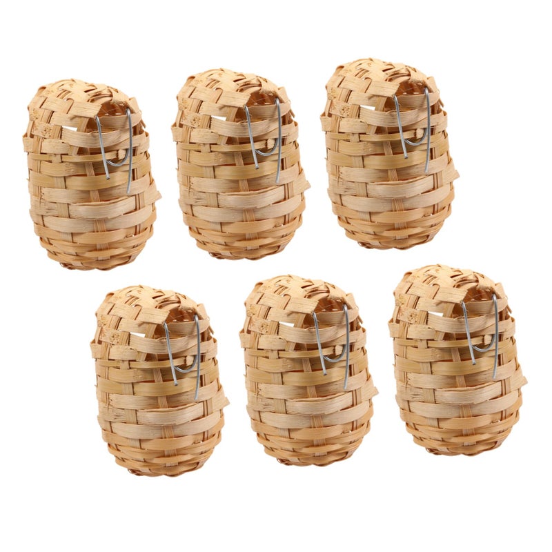 6Pcs Handwoven Bird Nest with Hooks Rustic Outdoor Bird House Garden Porch Decoration Wind Rain Resistant - Image 2