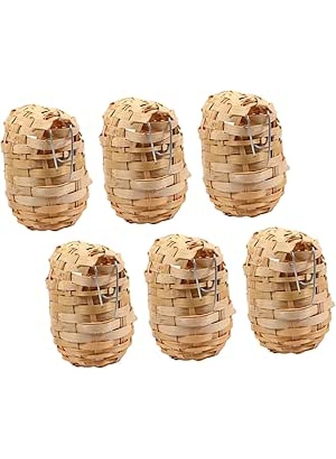 6Pcs Handwoven Bird Nest with Hooks Rustic Outdoor Bird House Garden Porch Decoration Wind Rain Resistant - Image 1