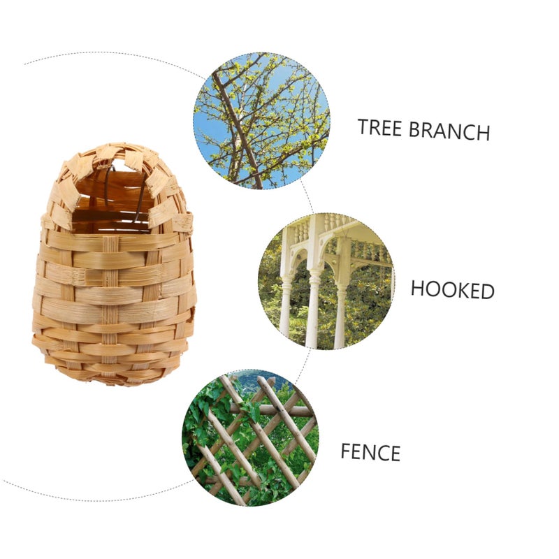 6Pcs Handwoven Bird Nest with Hooks Rustic Outdoor Bird House Garden Porch Decoration Wind Rain Resistant - Image 4