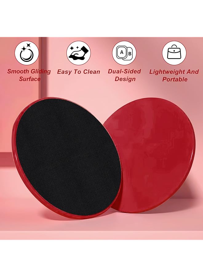 Oasisgalore 2 Pack Red Strength Training Sliders For Home Pilates Fitness Equipment Workout Cycling Gym Equipment  - Image 5