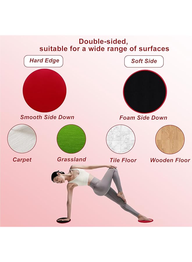 Oasisgalore 2 Pack Red Strength Training Sliders For Home Pilates Fitness Equipment Workout Cycling Gym Equipment  - Image 4