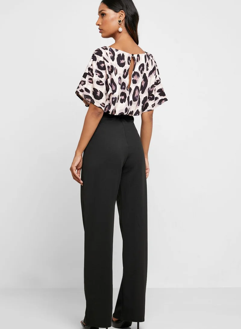 QUIZ Animal Print Belted Jumpsuit