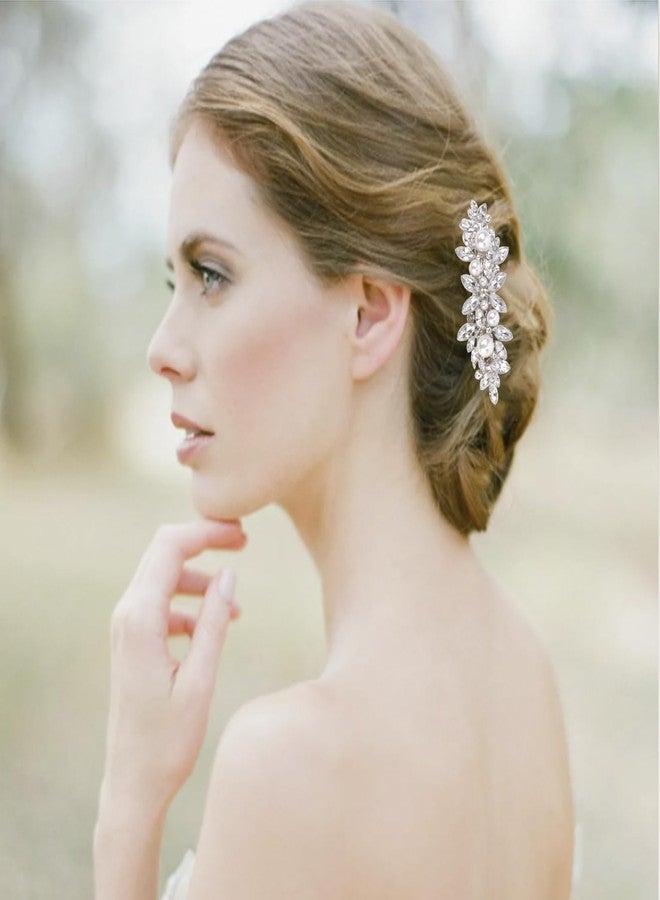 Aprince Rhinestone Wedding Hair Clips Hair Pins 4Pcs Crystal Fancy Barrettes for Thick Thin Hair Bridal Wedding Hair Accessories for Women Girls (Silver) - Image 5