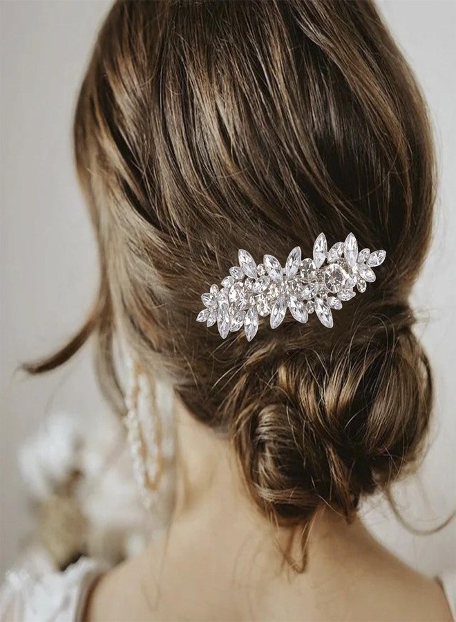 Aprince Rhinestone Wedding Hair Clips Hair Pins 4Pcs Crystal Fancy Barrettes for Thick Thin Hair Bridal Wedding Hair Accessories for Women Girls (Silver) - Image 4