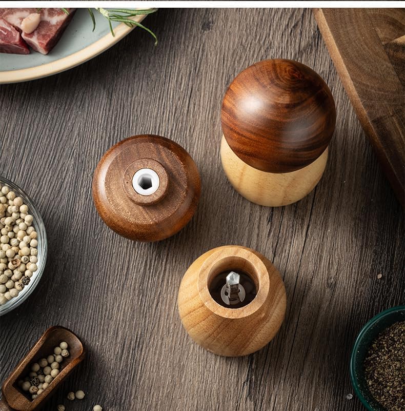Wood Pepper Grinder Set - Acacia Wood Mushroom Salt and Pepper Mill - Image 5