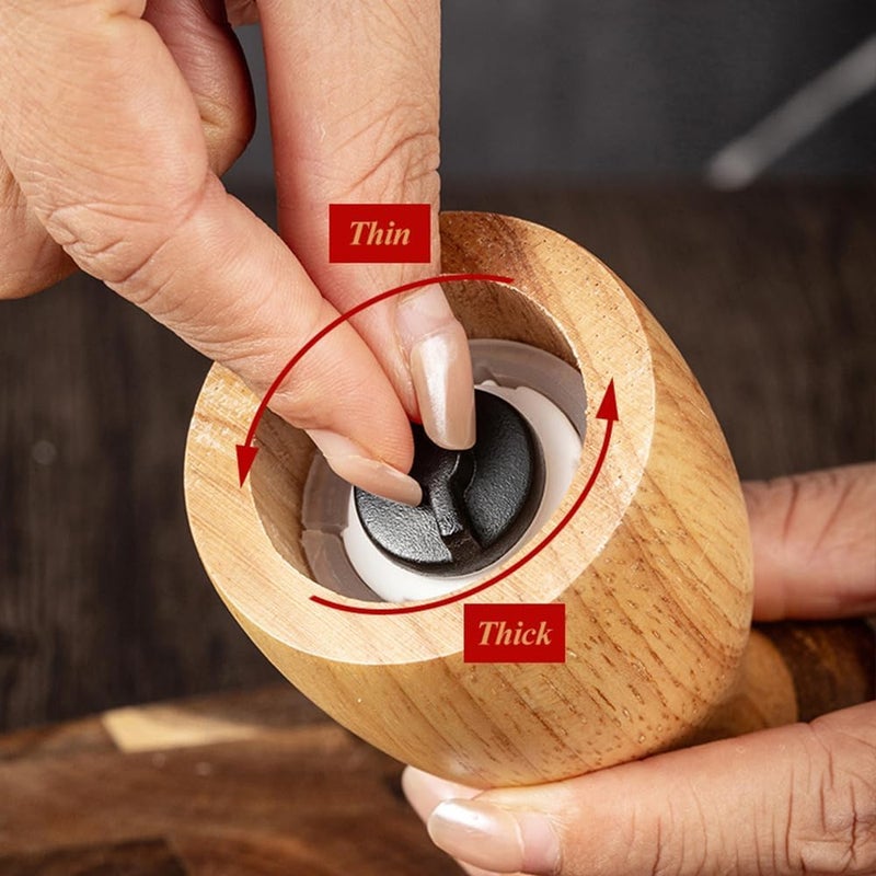 Wood Pepper Grinder Set - Acacia Wood Mushroom Salt and Pepper Mill - Image 4
