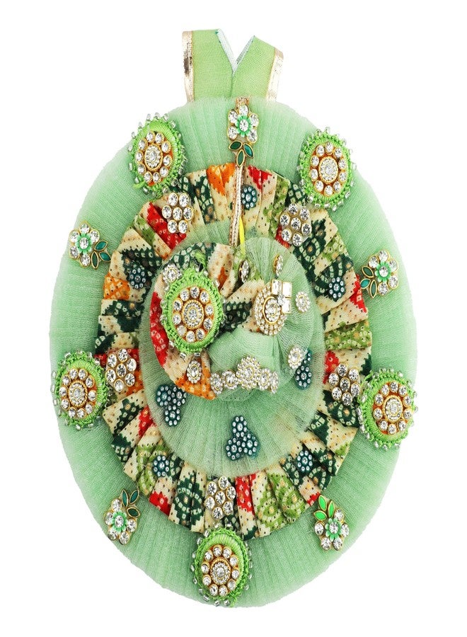 Aditri Creation Laddu Gopal Dress Cloth Bhagwan Poshak of God Krishna Kanhaiya Dev Vastra with Mukut for Metal Idol Statue Indian Traditional Janmashtami Holi Festival(Size:- 2-4 No.Dia- 8") (Green with Multicolor) - Image 2