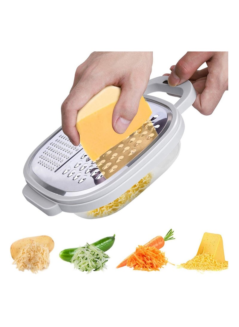 Cheese Grater Easy to Use Graters for Kitchen with Container and Lid for Cheese, Vegetables, Ginger, Graters for Cheese, Nutmeg, Fruit, Chocolate, Ginger and Garlic, Box Grater for Kitchen