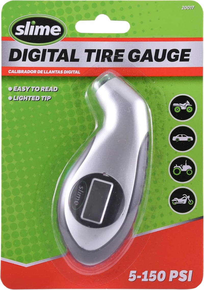 Slime Digital Tire Pressure Gauge with LED Display - Measures 5 to 150 PSI - Image 1