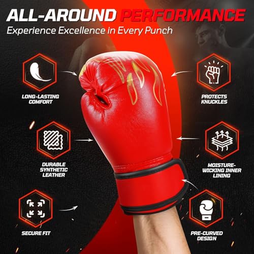 Flexzion Kids Boxing Gloves for 3 to 8 Years, 4 oz Fire Red Youth Boxing Gloves Punching Gloves for Kids Sparring Training Mitts Punching Bag Junior Gloves - Image 5