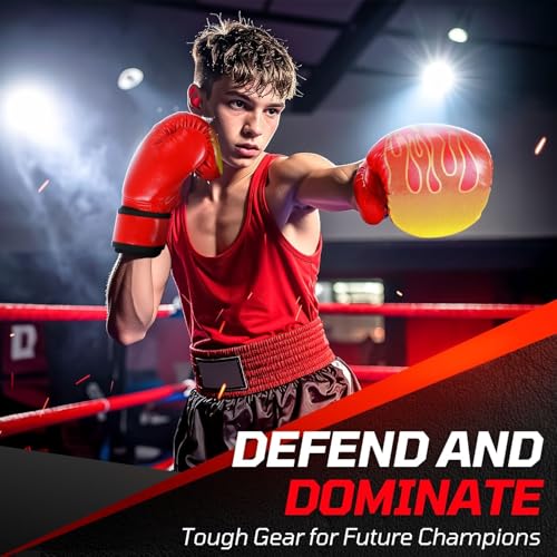 Flexzion Kids Boxing Gloves for 3 to 8 Years, 4 oz Fire Red Youth Boxing Gloves Punching Gloves for Kids Sparring Training Mitts Punching Bag Junior Gloves - Image 3
